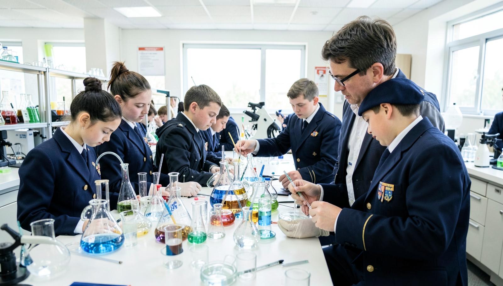 Students working in the science laboratory
